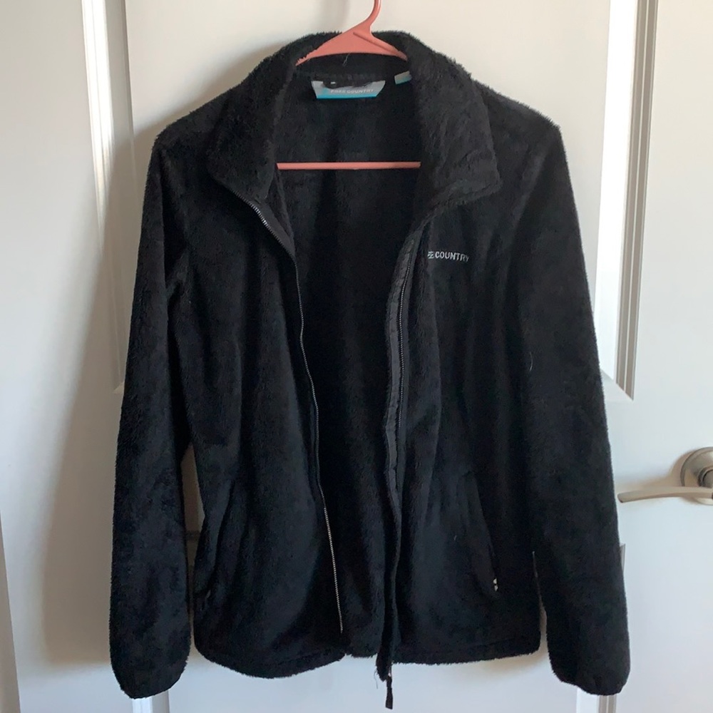 Free Country Black Fuzzy Zip Up Jacket